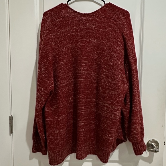 Knitted Open Front Cardigan (Red) - Picture 3 of 5